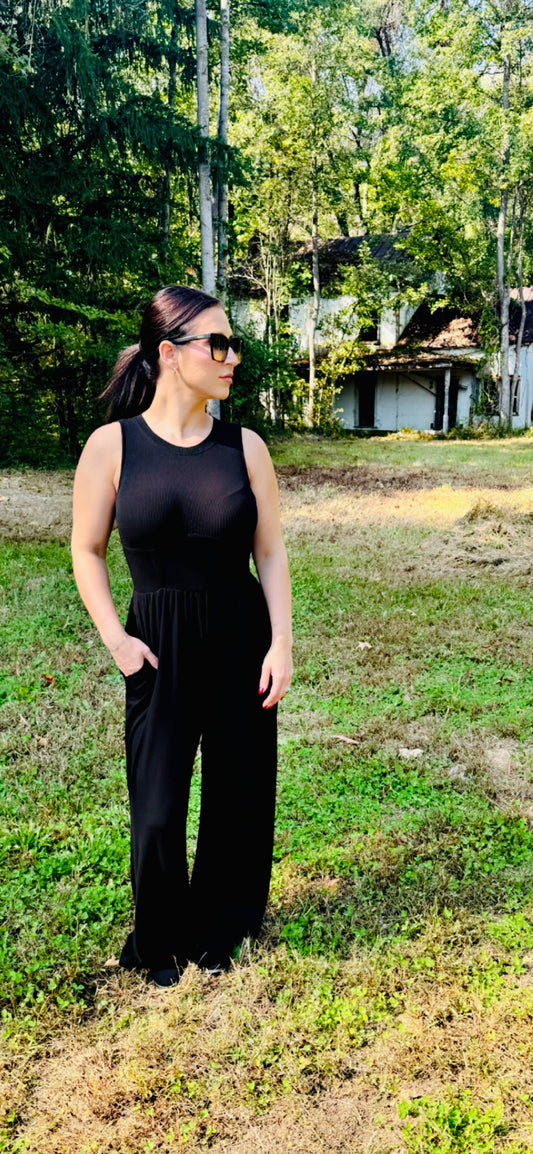 Hilary Wide Leg Jumpsuit in Black